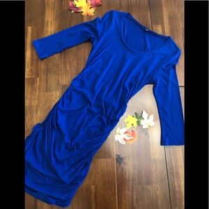 Gorgeous royal blue Express ruched midi dress XS!
